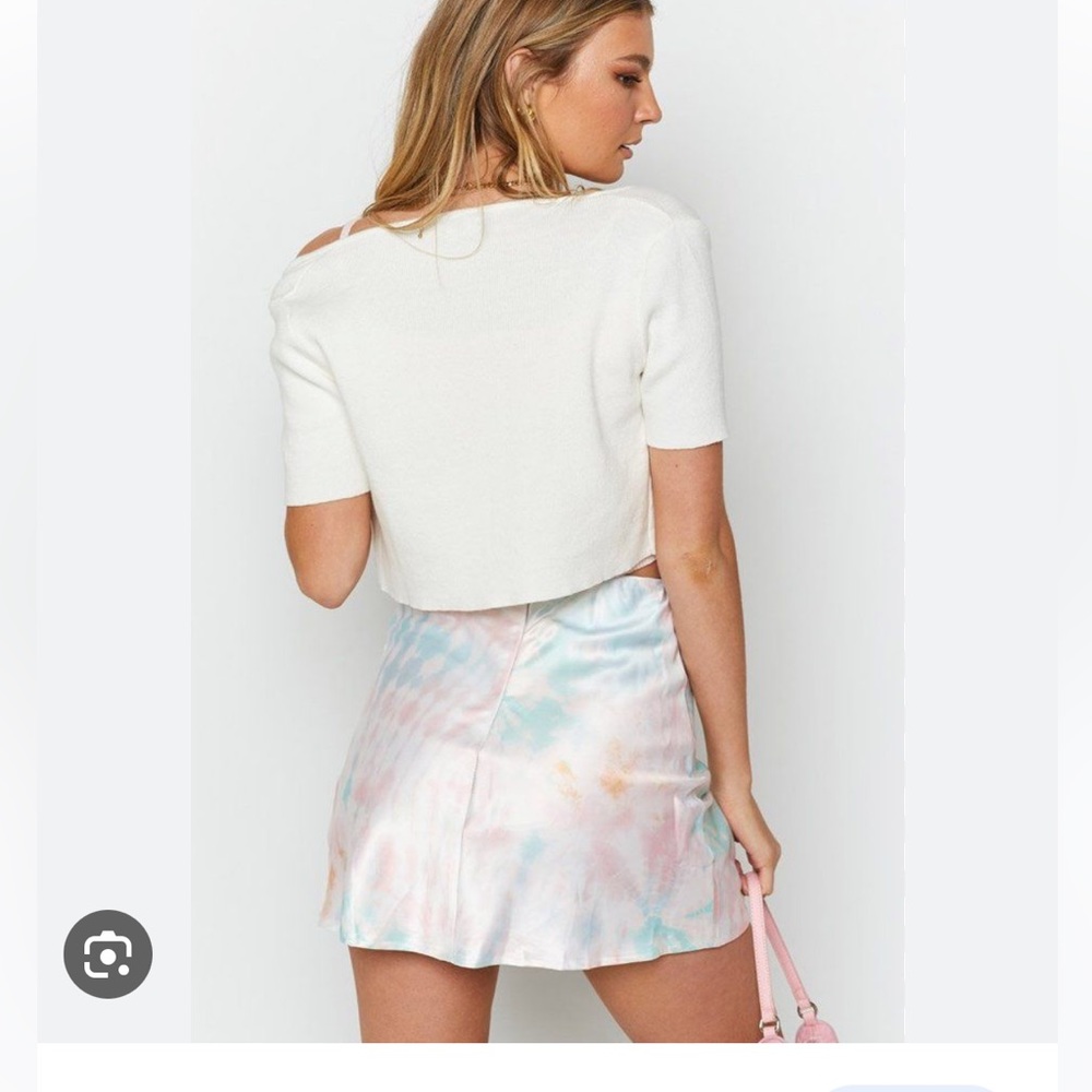 Tie dye satin mini skirt